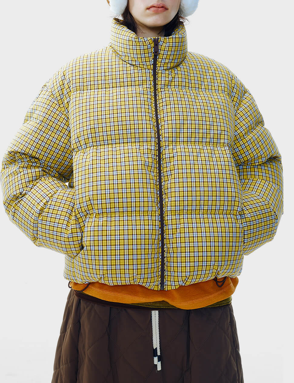 Mustard Plaid Puffy Jacket-PREORDER