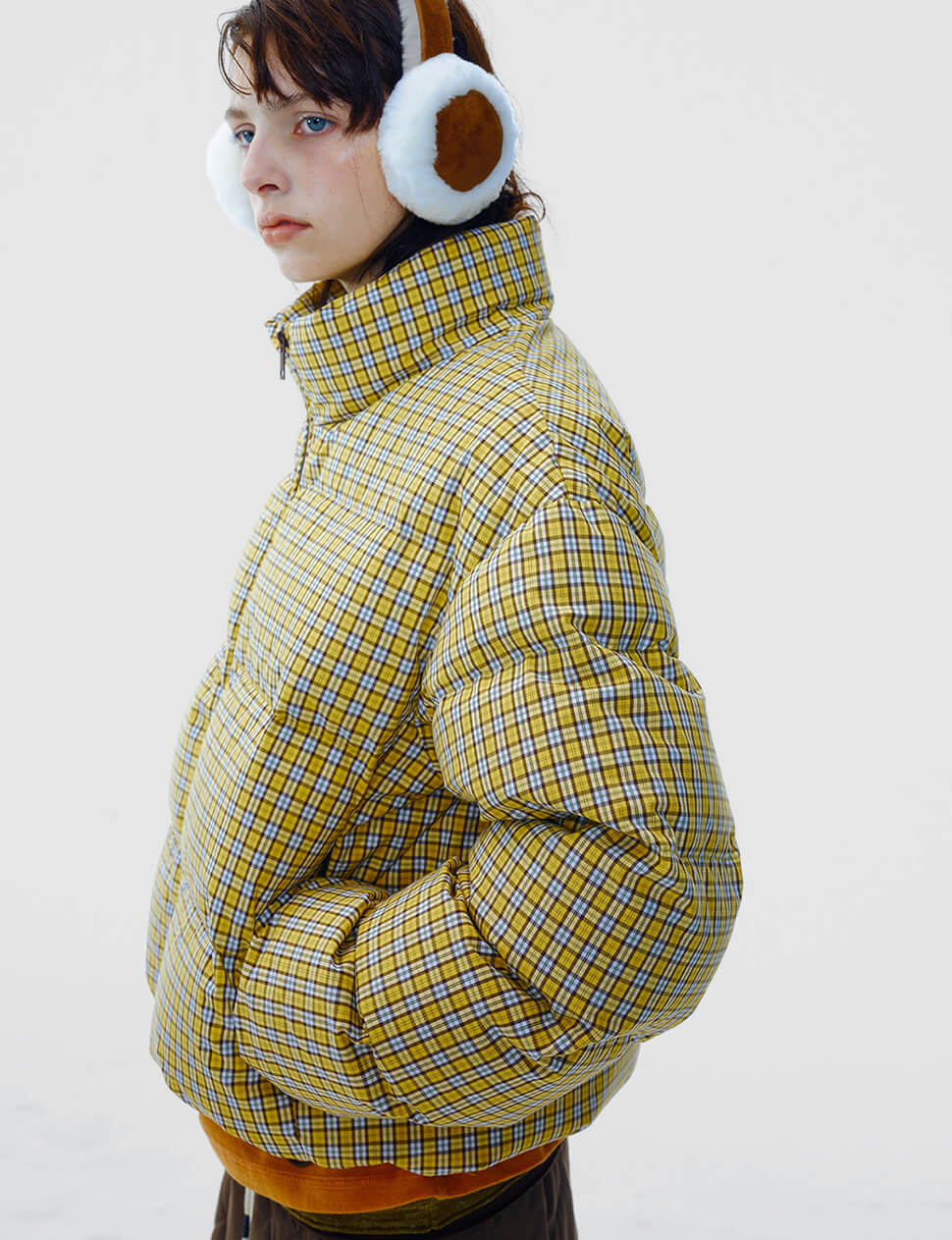 Mustard Plaid Puffy Jacket-PREORDER