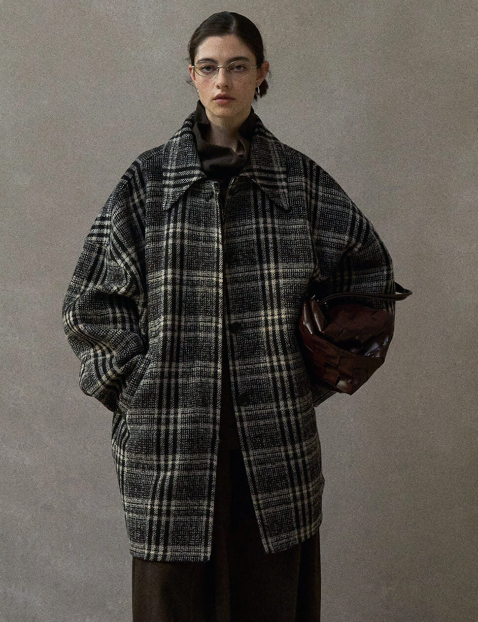 Oversized Plaid Wool Coat-PREORDER