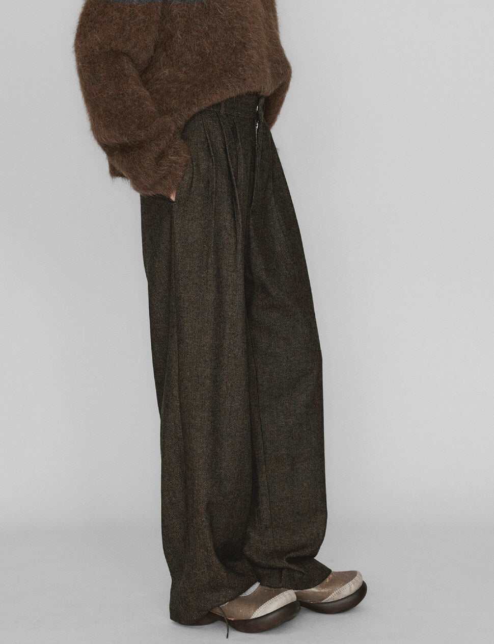 Brown Wool-Blend Pants -PREORDER