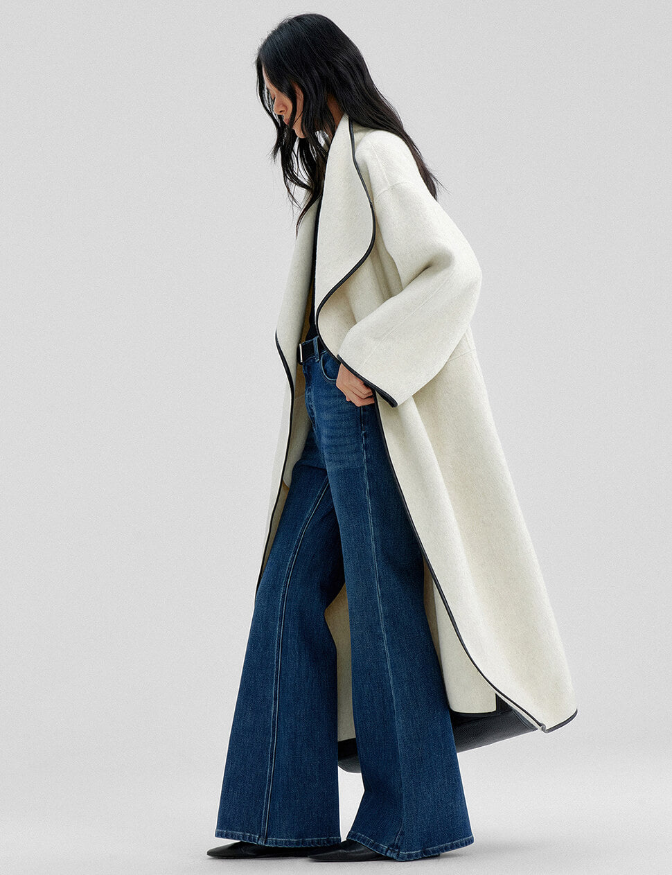 White Trim Long Coat-PREORDER