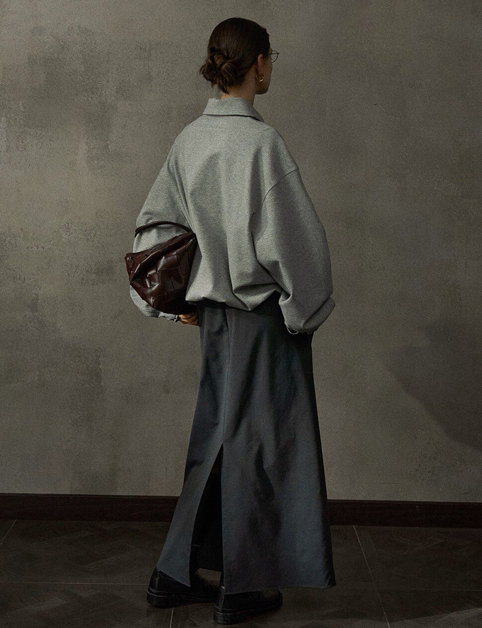 Grey Zip Collar Sweatshirt