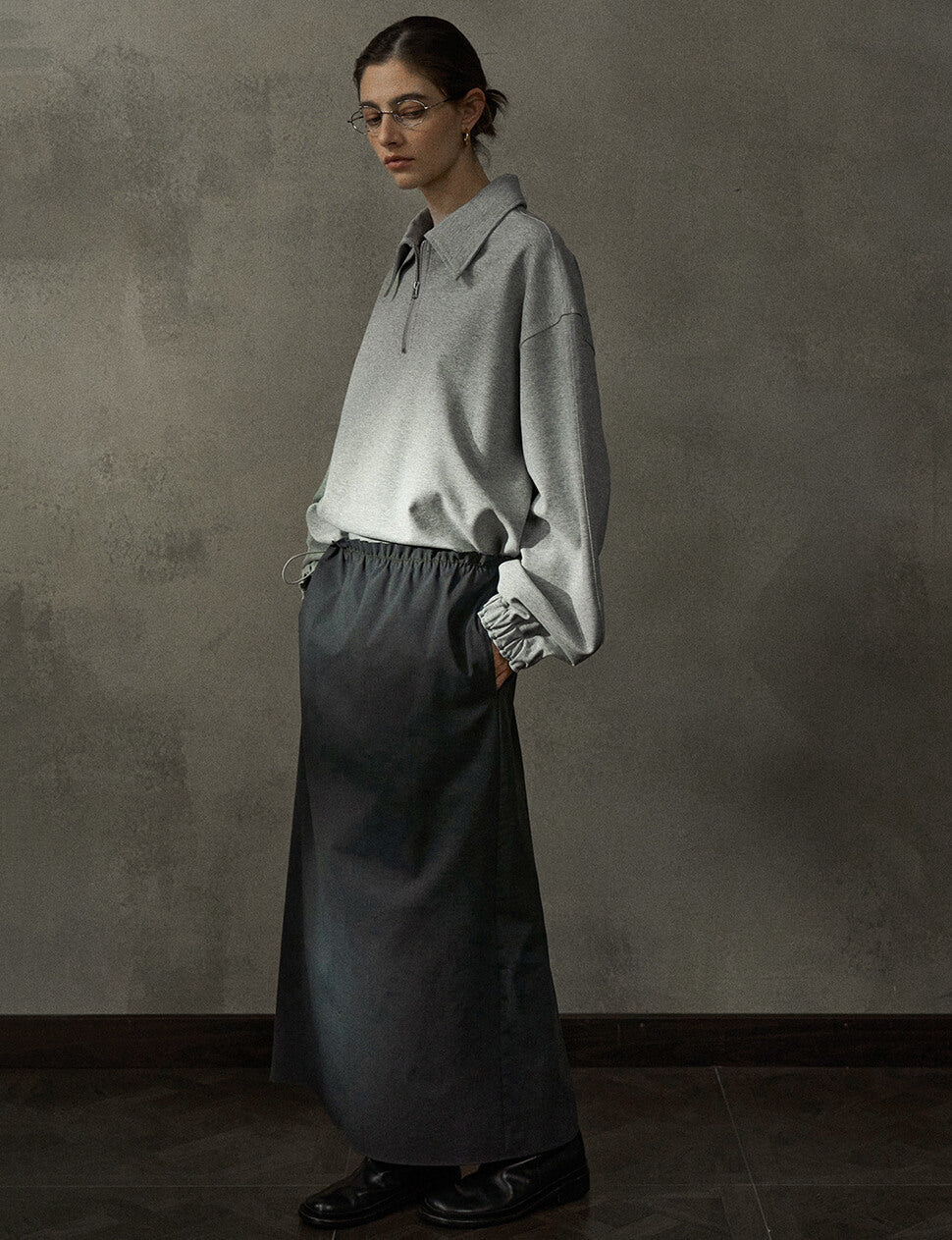 Grey Zip Collar Sweatshirt