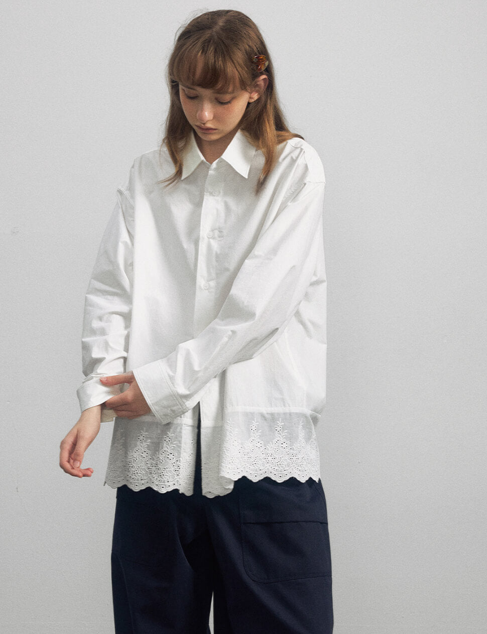 Lace Hem Shirt-PREORDER