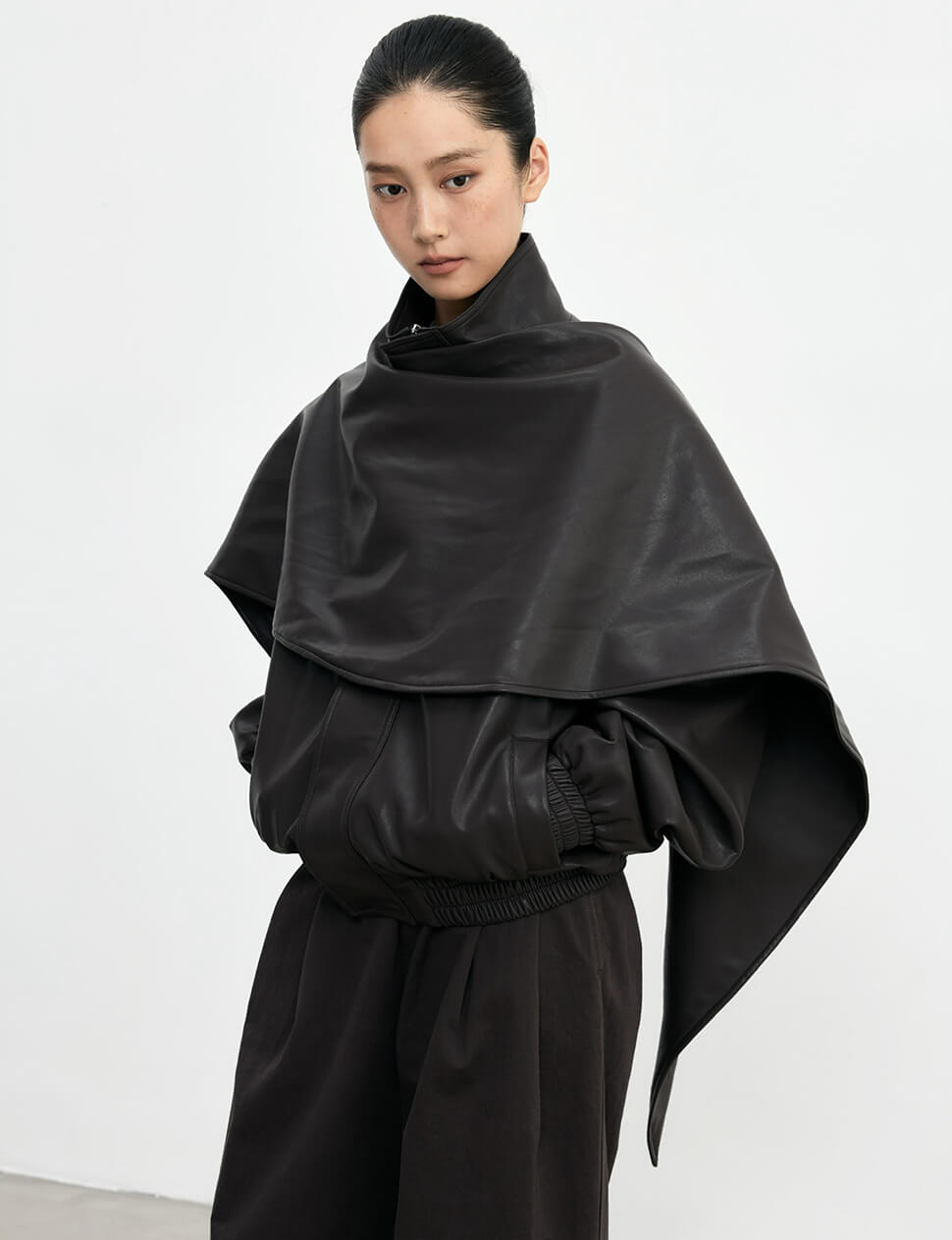 Leather Scarf Bomber jacket -PREPORDER