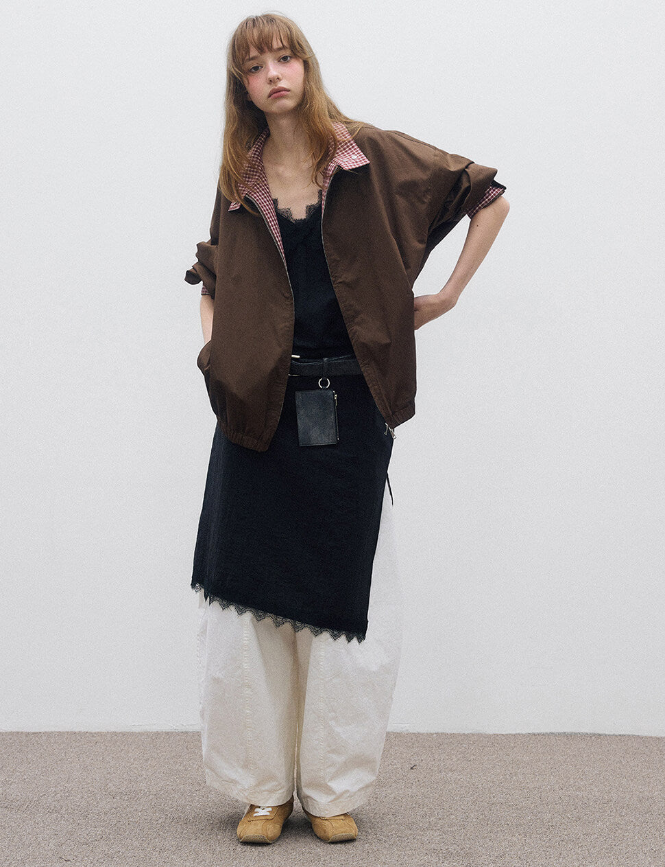 Brown Plaid Bomber Jacket