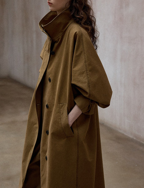 Toffee-Stand Collar Trench Jacket-BESTSELLER