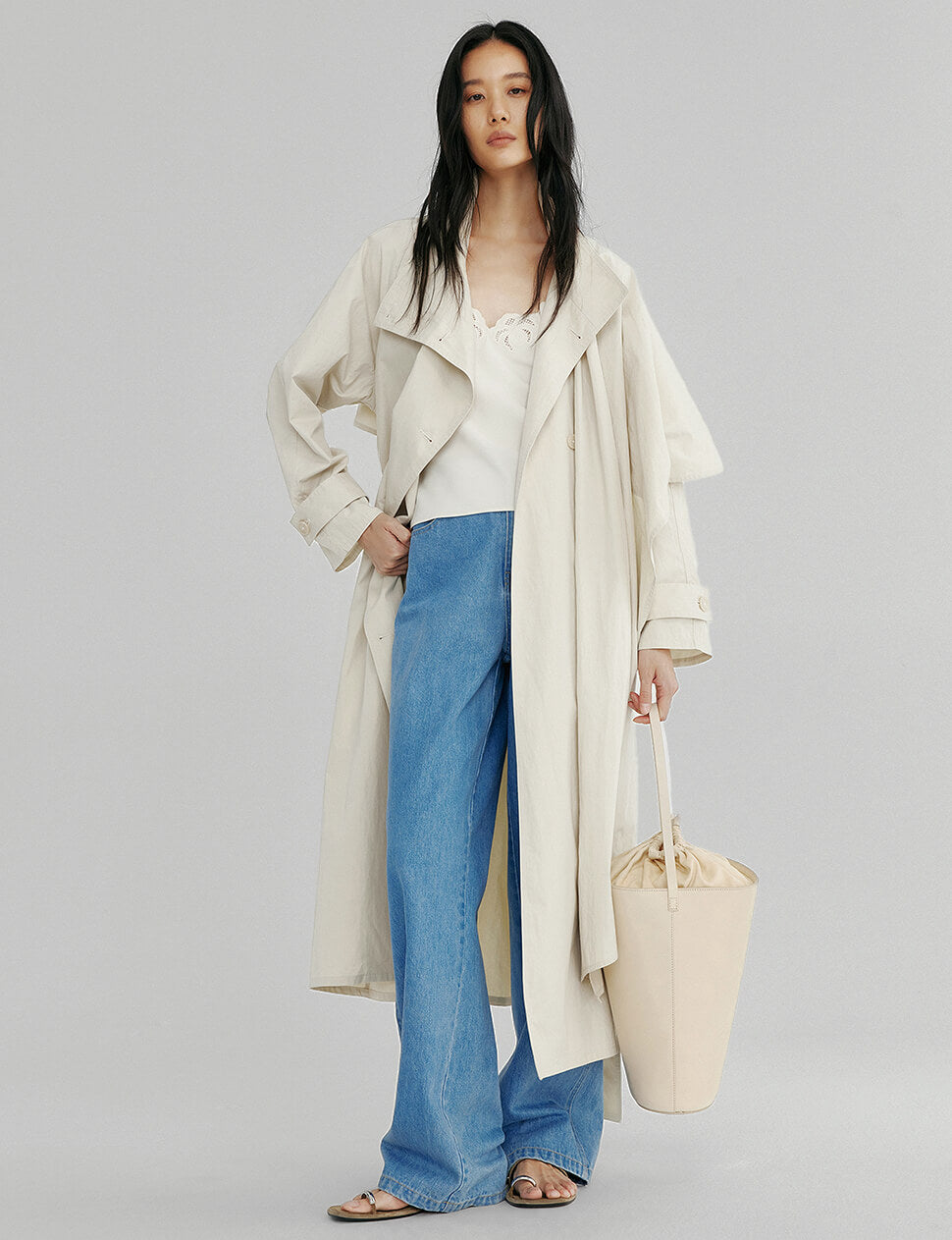 Wrap Scarf Cream Trench-BESTSELLER