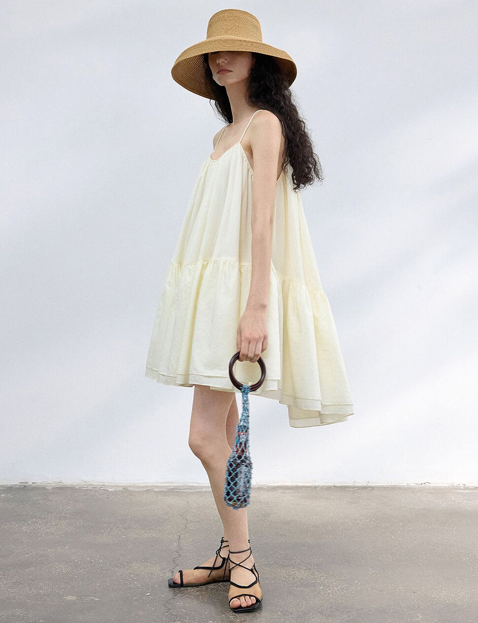 Pale Yellow Tier Mini-Dress