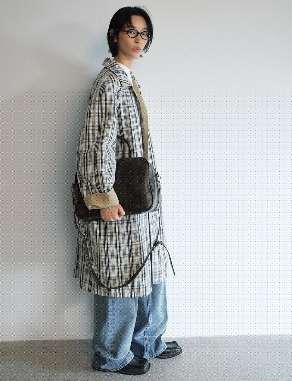 Khaki Plaid Reversible Trench Coat