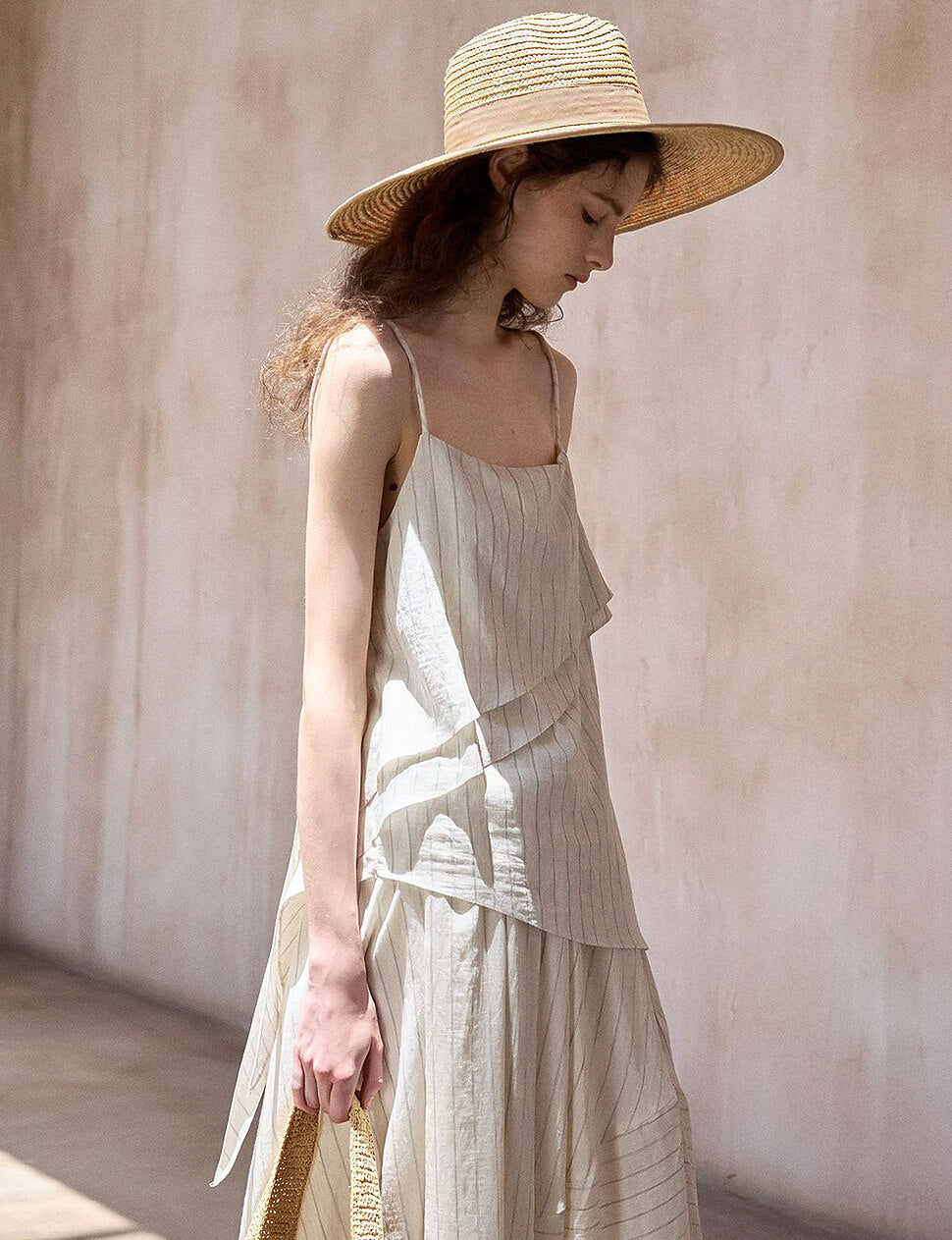 Cream Layered Scarf Stripe Top