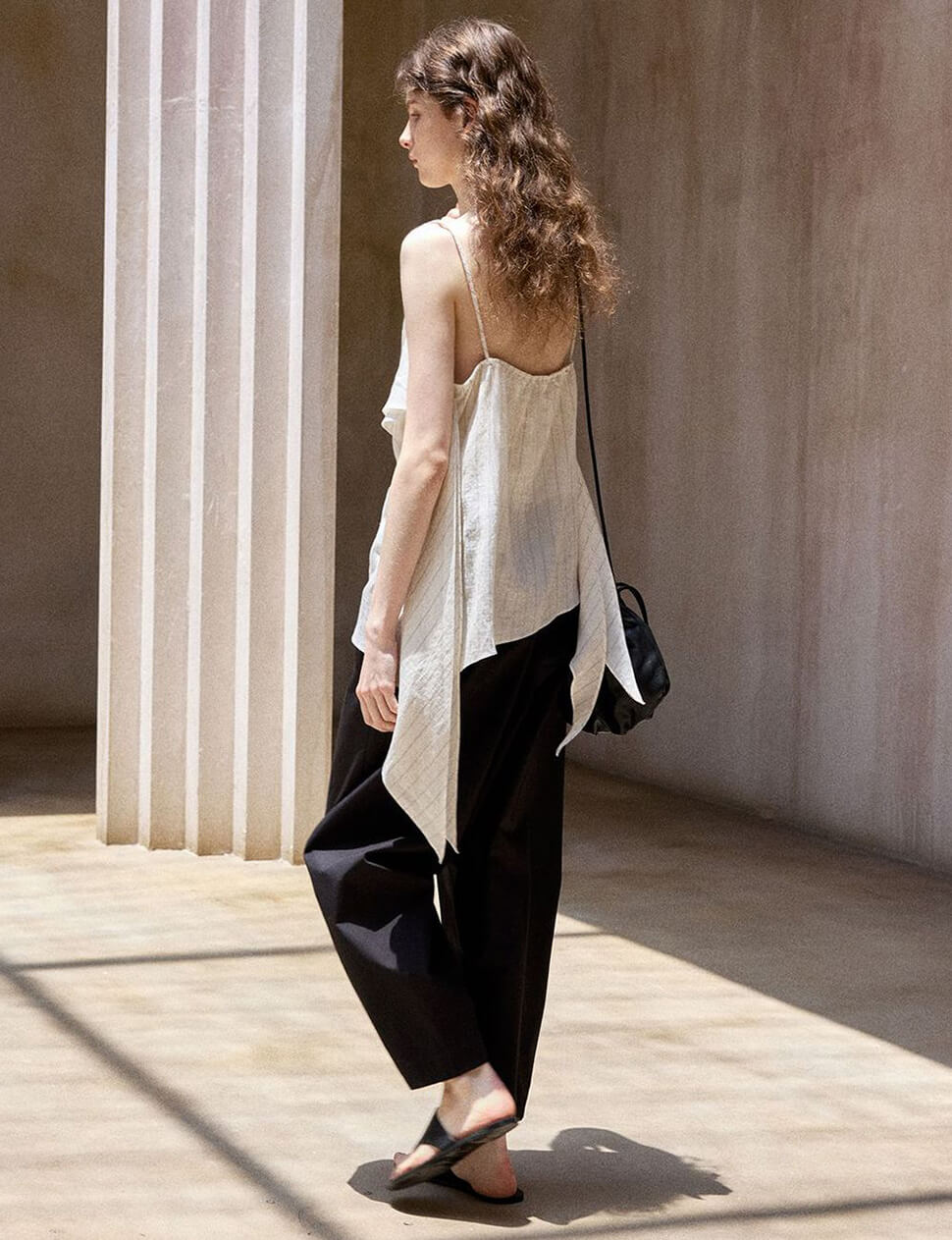 Cream Layered Scarf Stripe Top