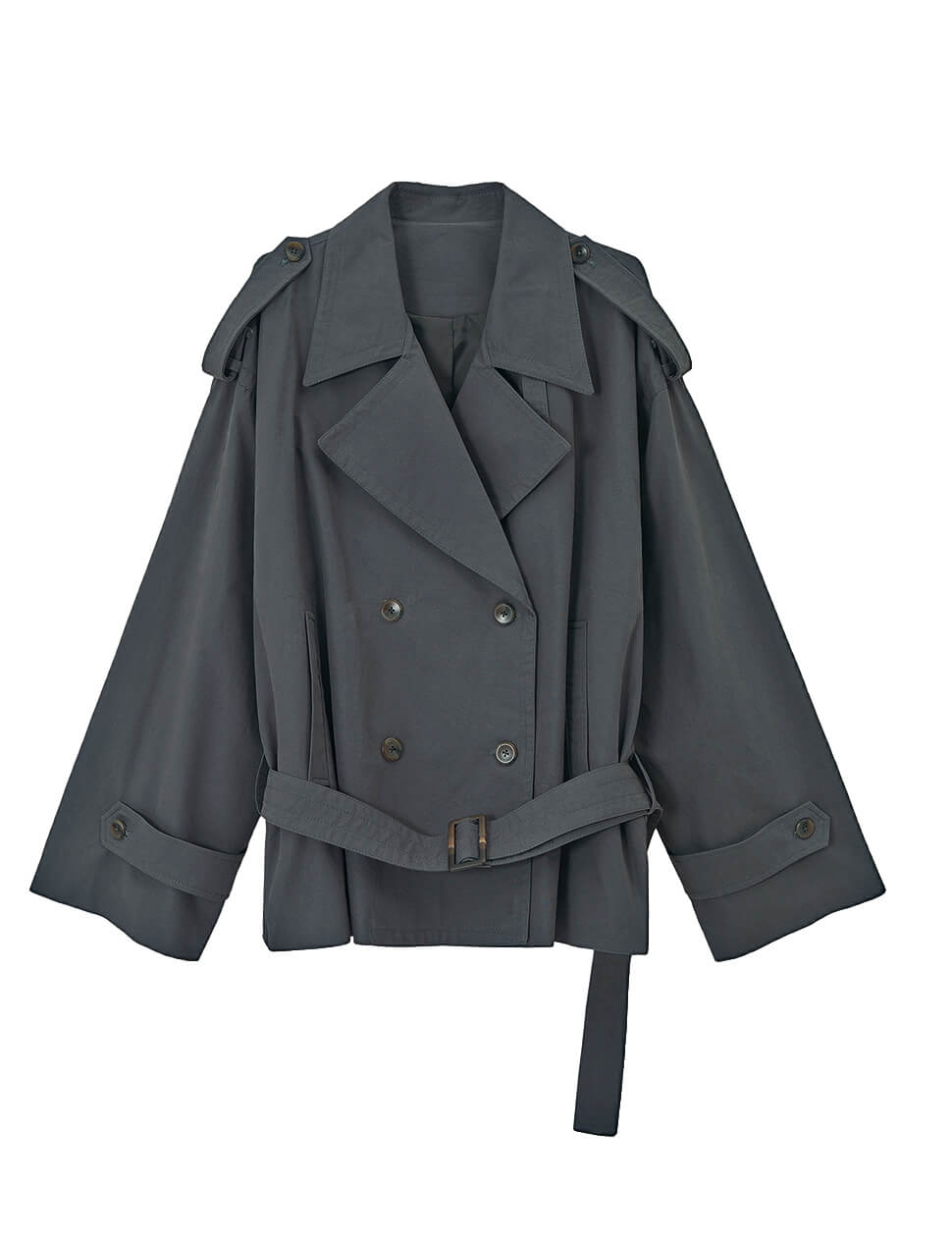 Charcoal Oversized Crop Trench-PREORDER