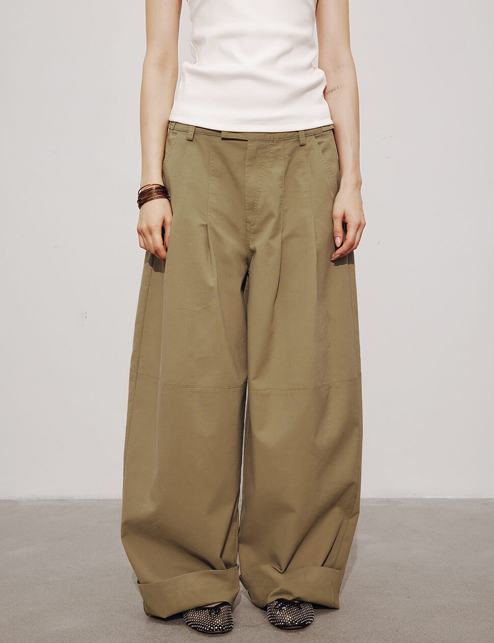 Baggy Khaki Button Pants-BESTSELLER