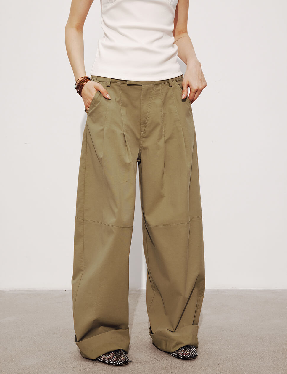 Baggy Khaki Button Pants-BESTSELLER