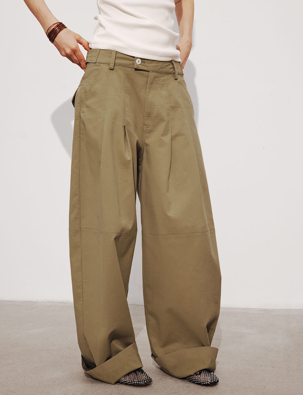 Baggy Khaki Button Pants-BESTSELLER