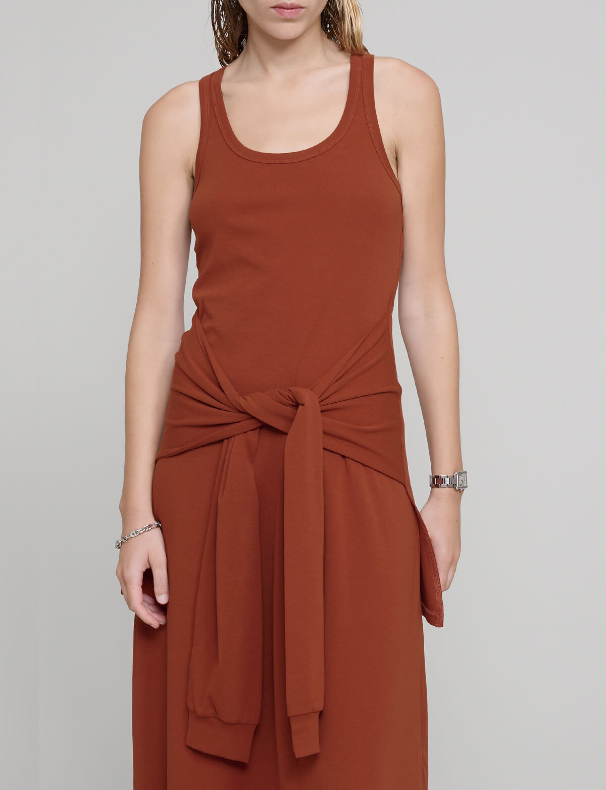 Paprika Sleeve Waist-Tie Dress