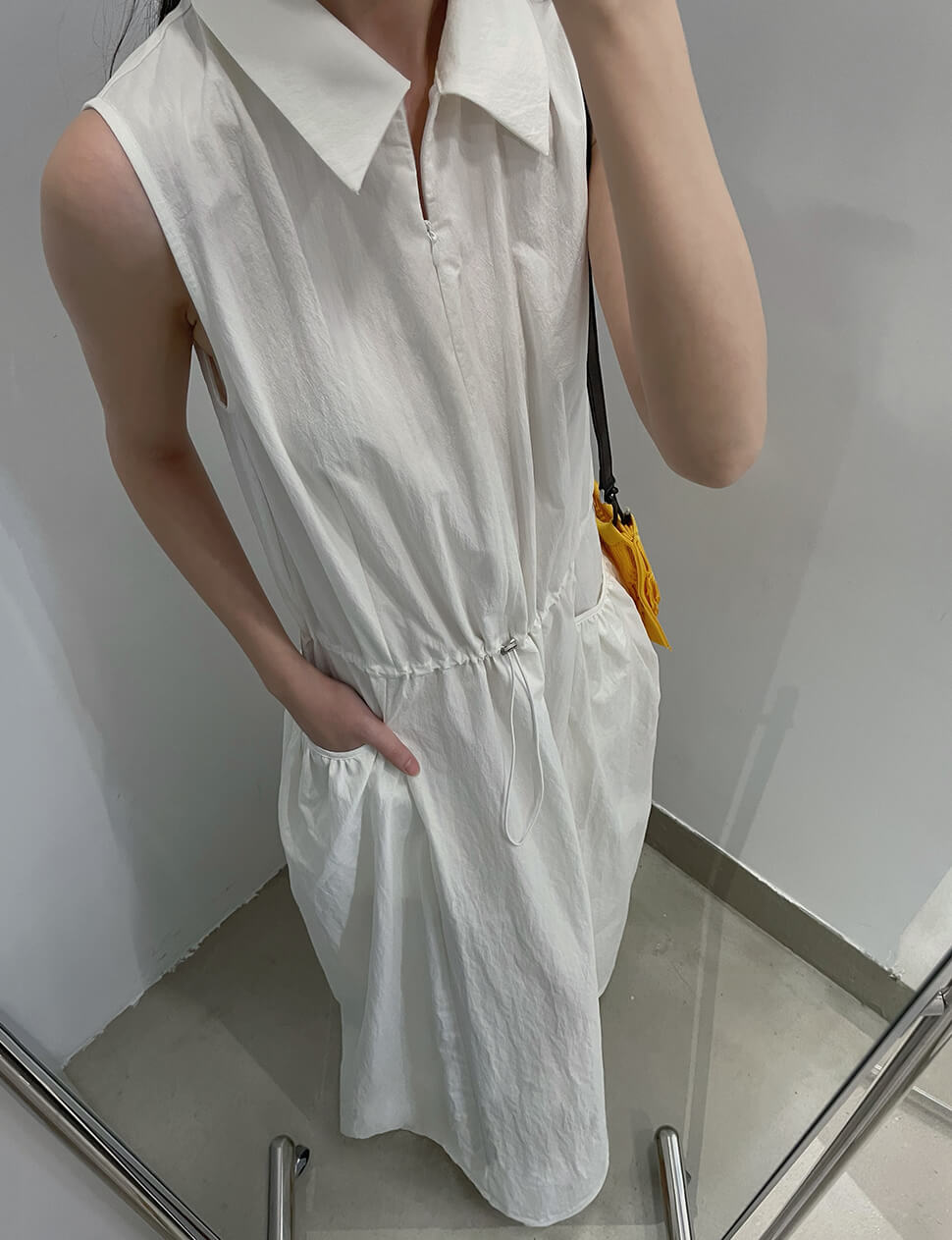 White Drop Pocket Dress