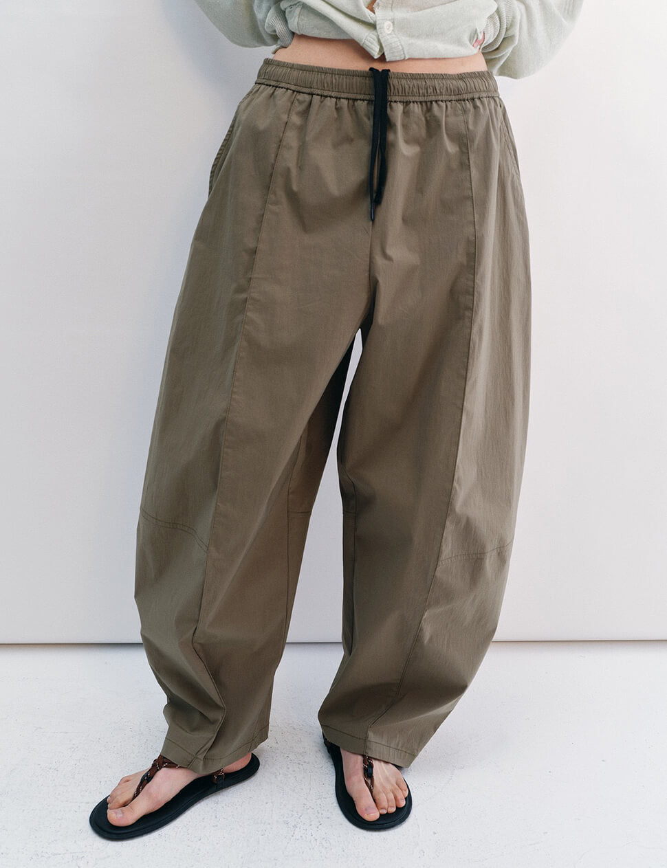 Olive Barrel Parachute Pants
