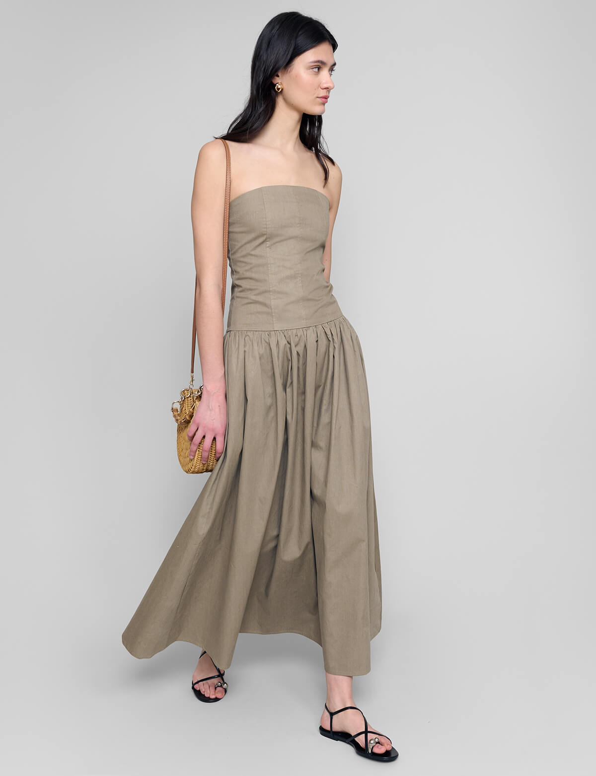 Khaki Strapless Dress- Bestseller