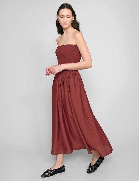 red strapless tea length dress MACloth Strapless Sweetheart Midi Red Cocktail Dress Vintage Tulle Formal Gown Red / Above Knee / US16