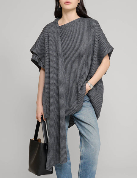 【美品】CLANE SIDE SLIT WIDE CAPE KNIT TOPS ASYMMETRIC RIBBED CAPE - Ecru | ZARA United States