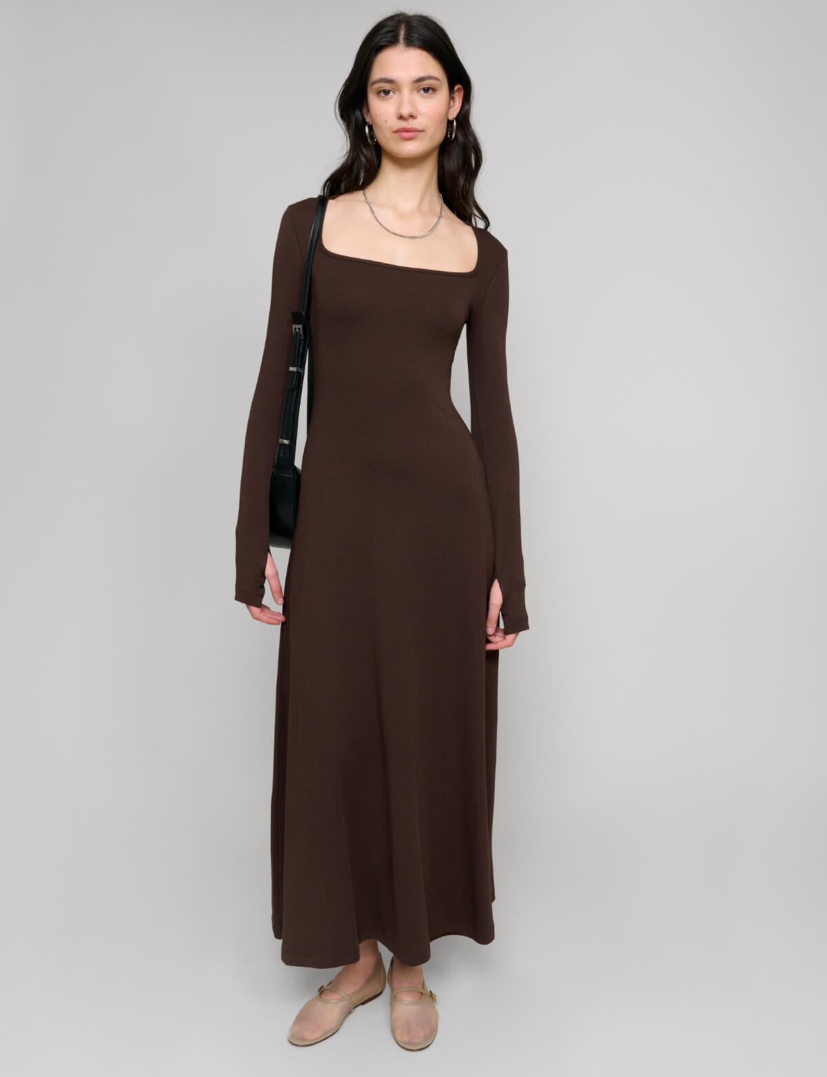 Brown Maxi Jersey Dress-BESTSELLER