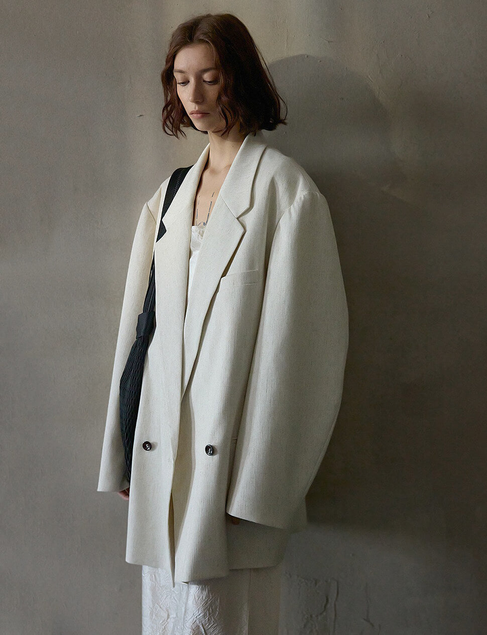 Oat Oversized Linen-Blend Blazer