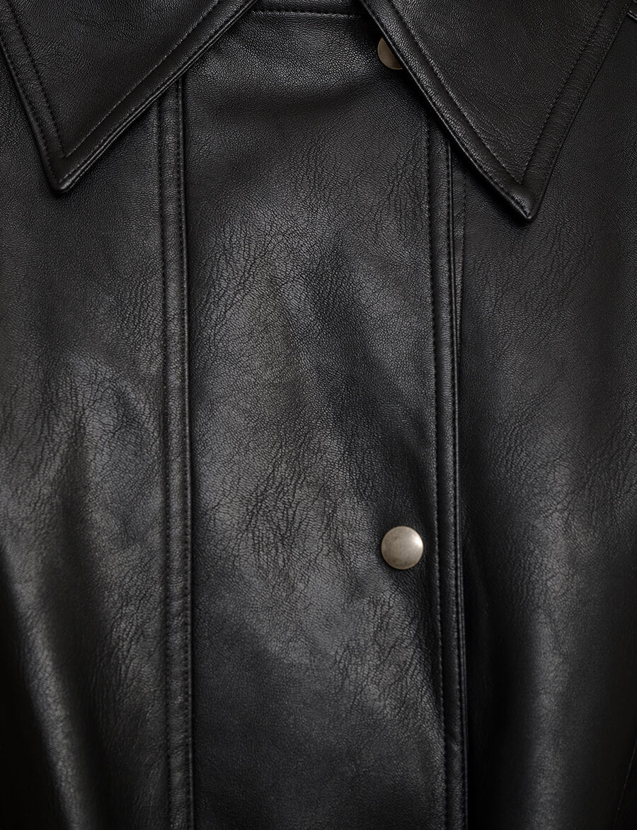Oversized Leather Parka Jacket