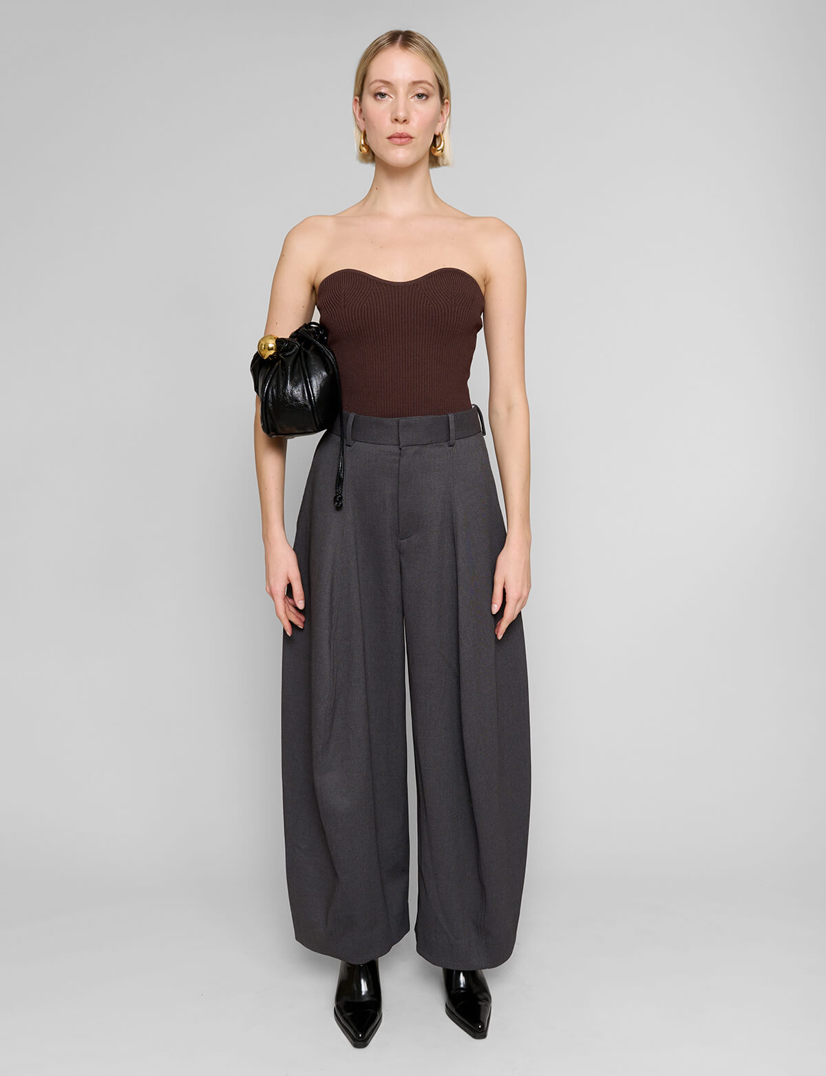 Dark Grey Barrel Leg Pants