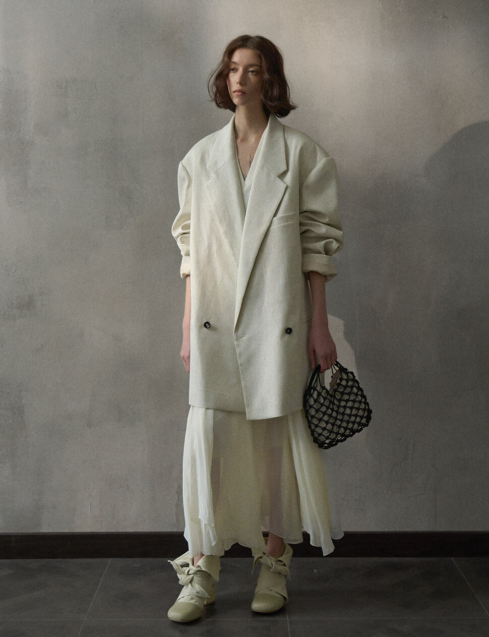 Oat Oversized Linen-Blend Blazer