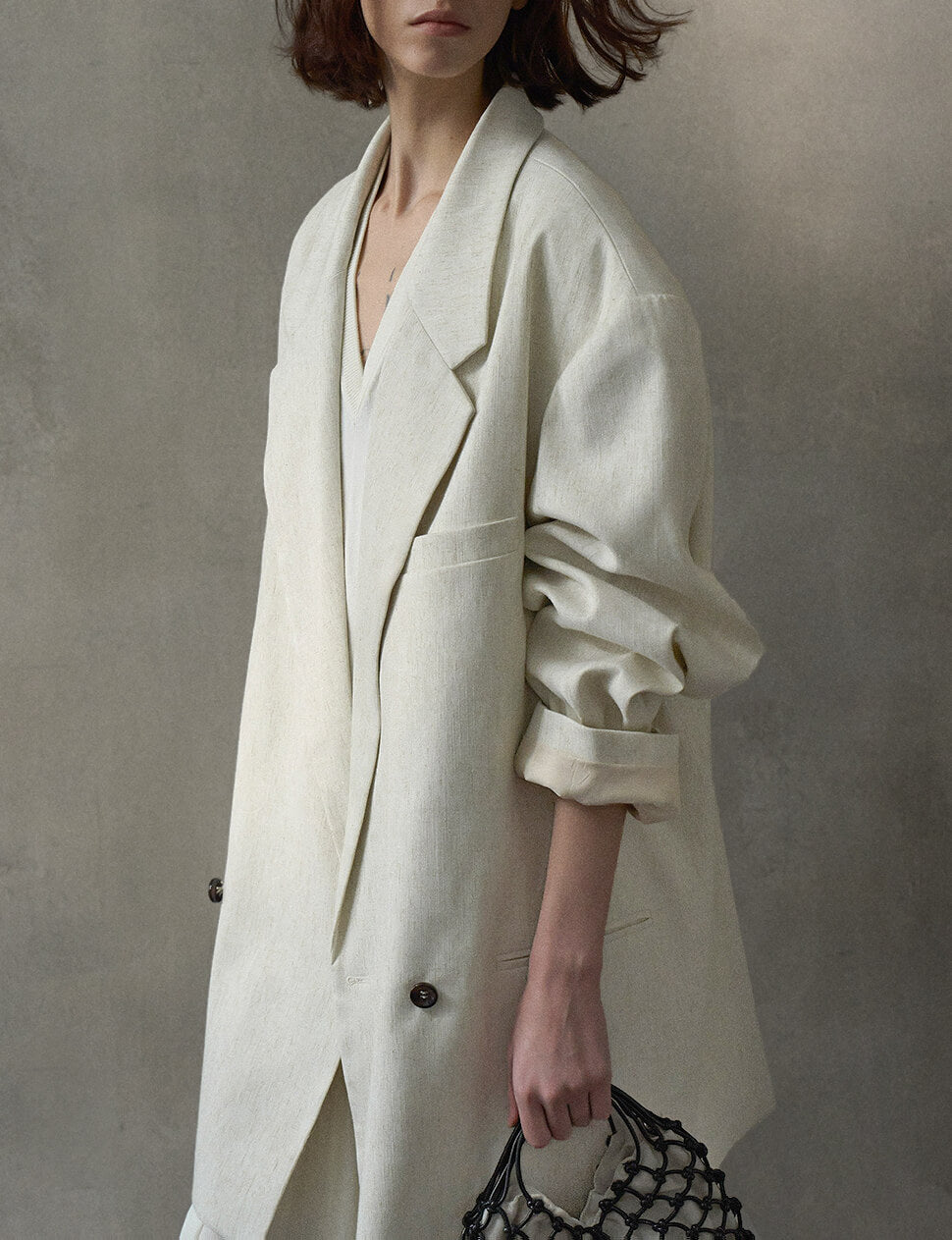 Oat Oversized Linen-Blend Blazer