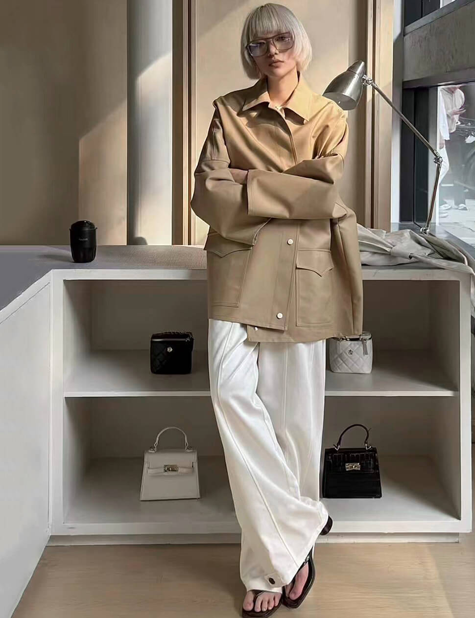 Tan Oversized Twill Jacket
