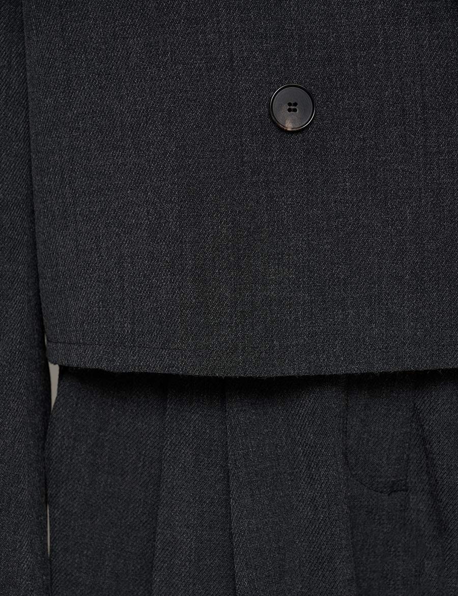 Dani Cropped Boxy Blazer in Charcoal
