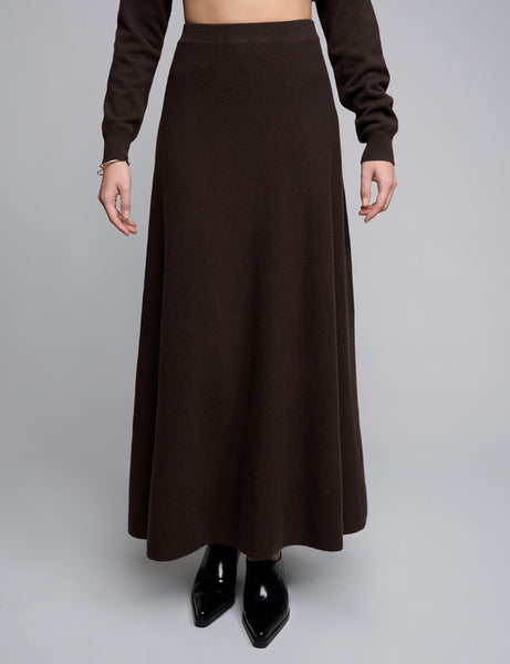 Chocolate Brown Tweed Maxi Skirt (S/M)