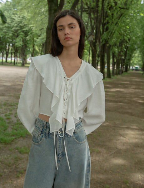 White-ruffled-lace-up-blouse-