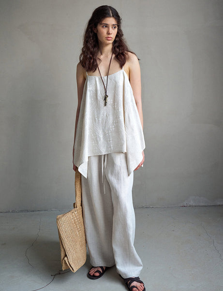 Embroidered Jacquard Cami Top — Handkerchief Hem | Pixie Market