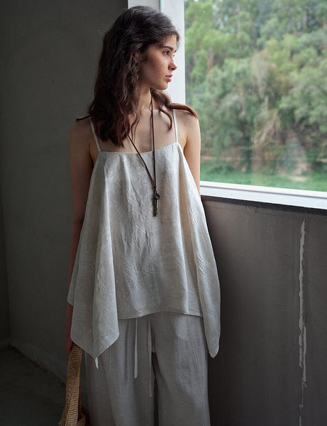 Embroidered Jacquard Cami Top — Handkerchief Hem | Pixie Market