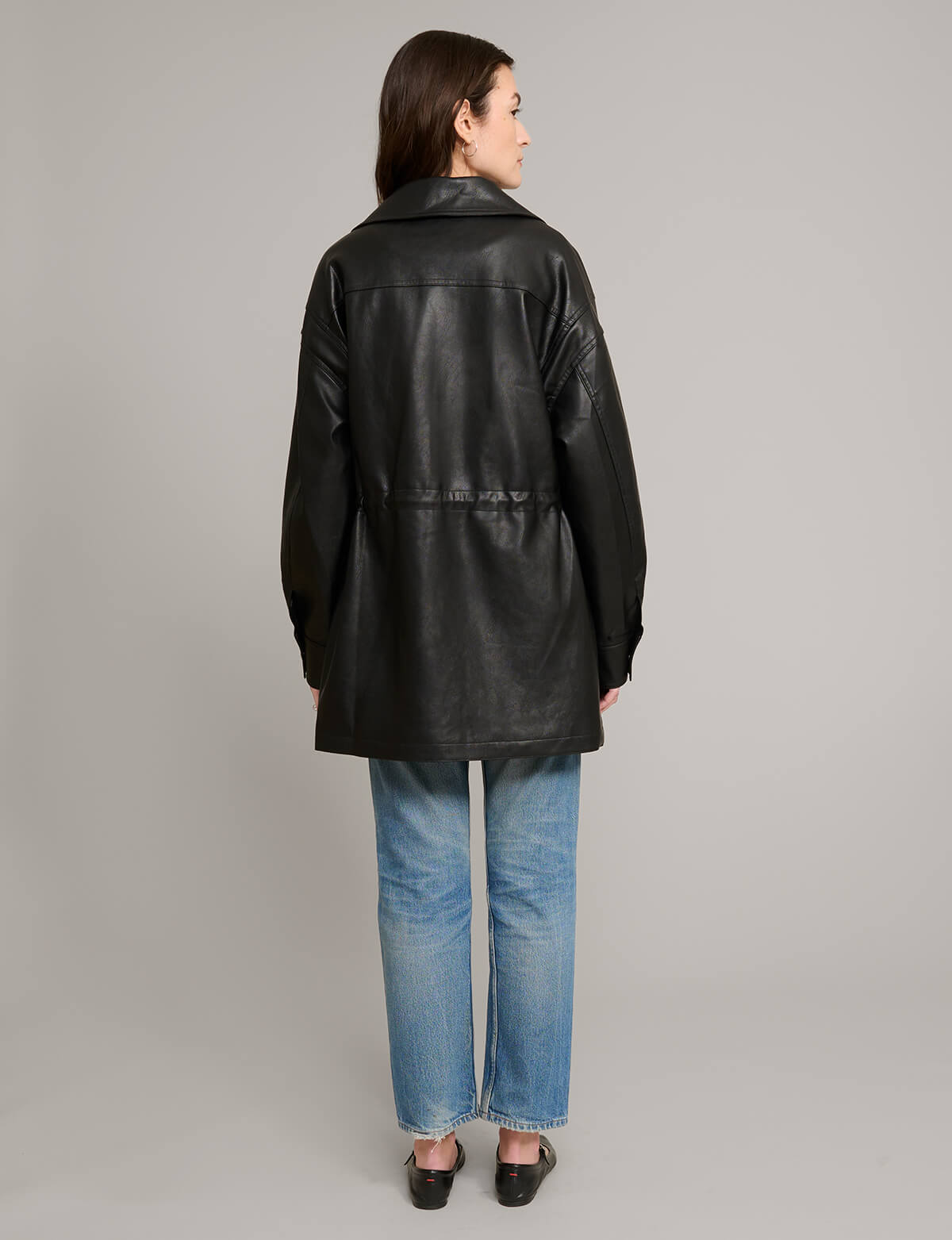 Oversized Leather Parka Jacket