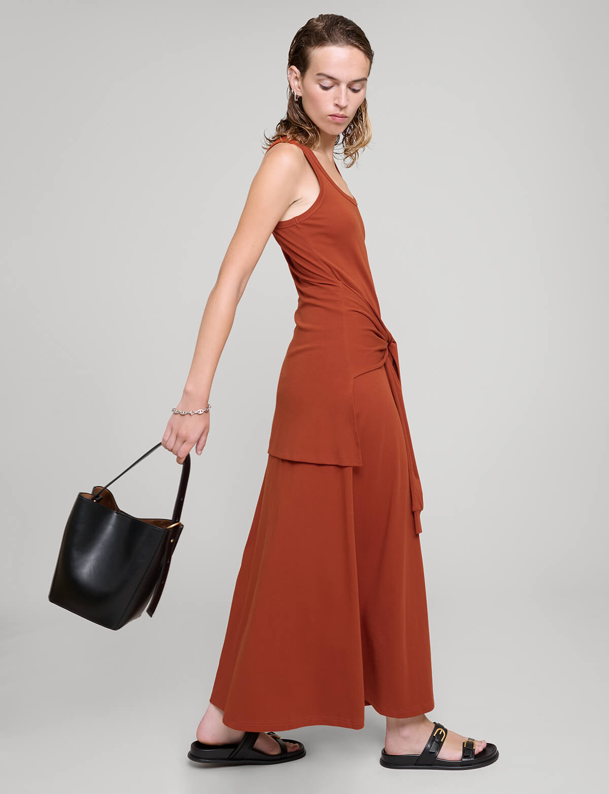 Paprika Sleeve Waist-Tie Dress