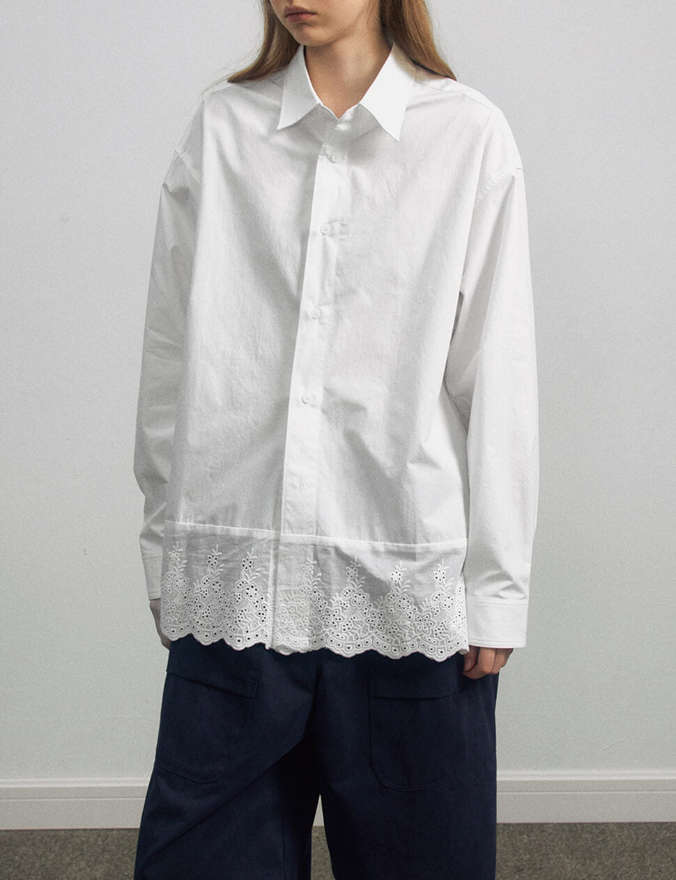 Lace Hem Shirt-PREORDER