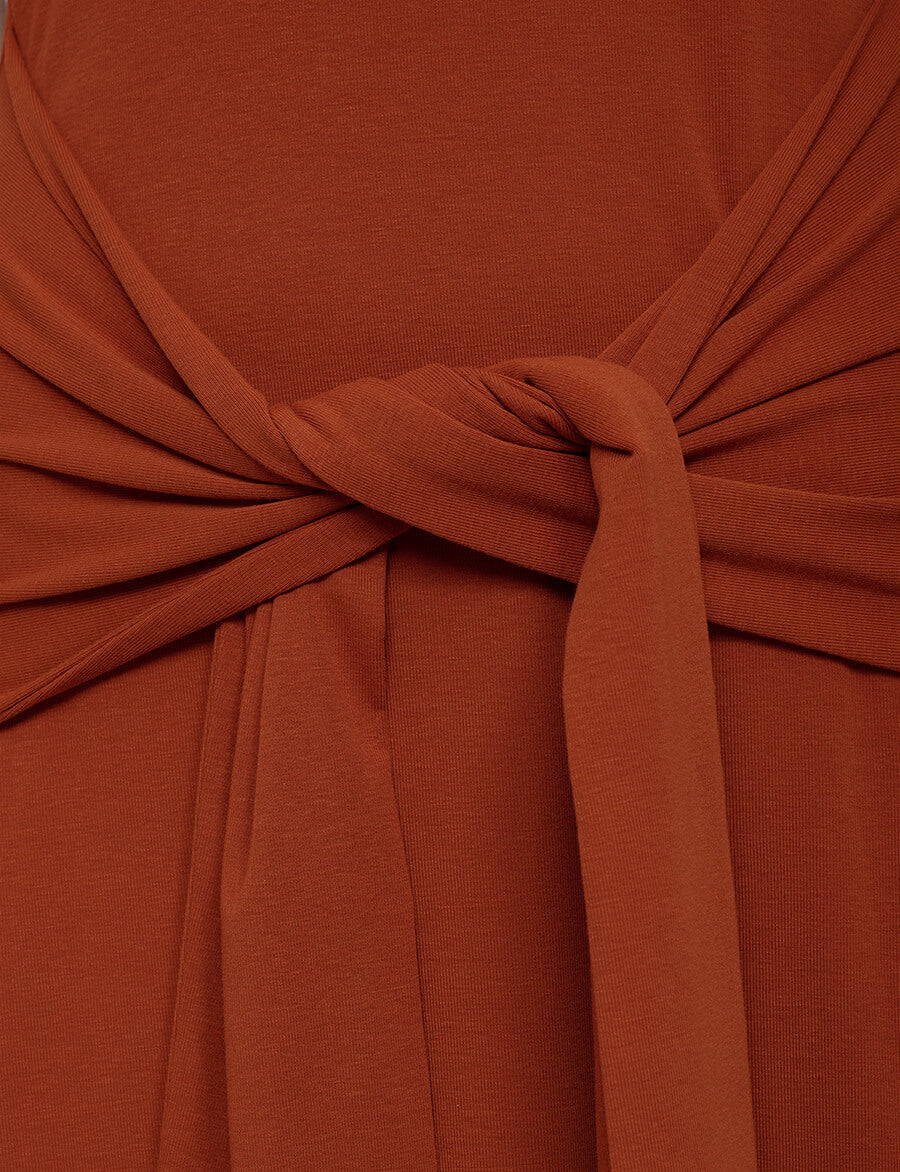 Paprika Sleeve Waist-Tie Dress