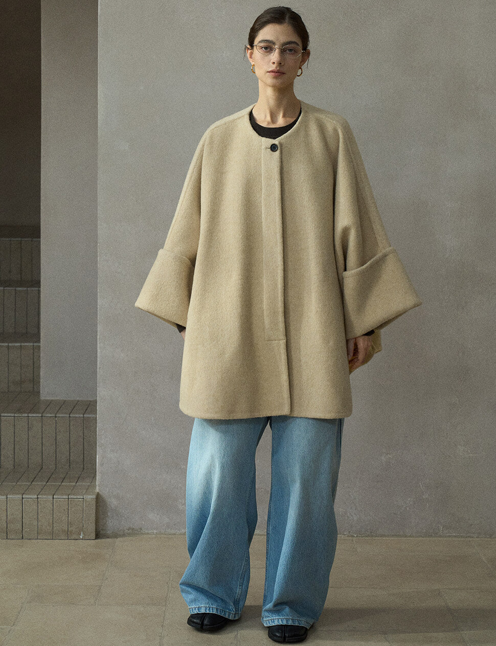 Almond Oversized Scarf Coat -PREORDER