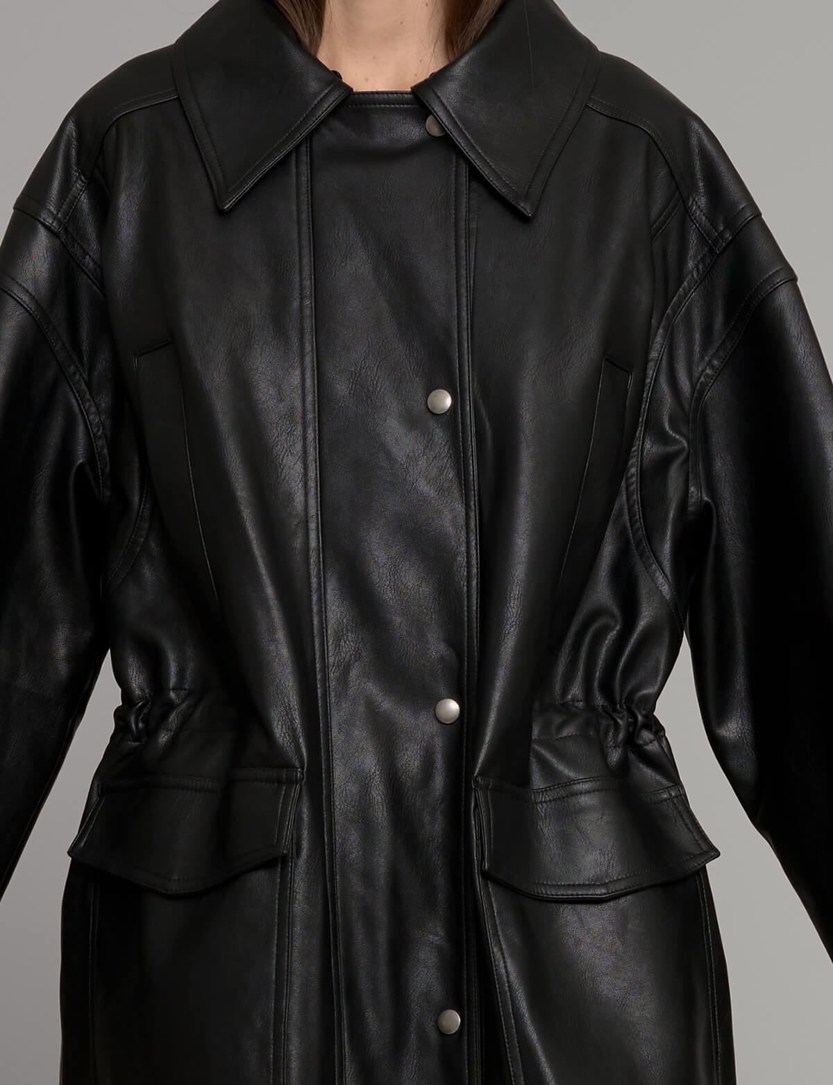 Oversized Leather Parka Jacket