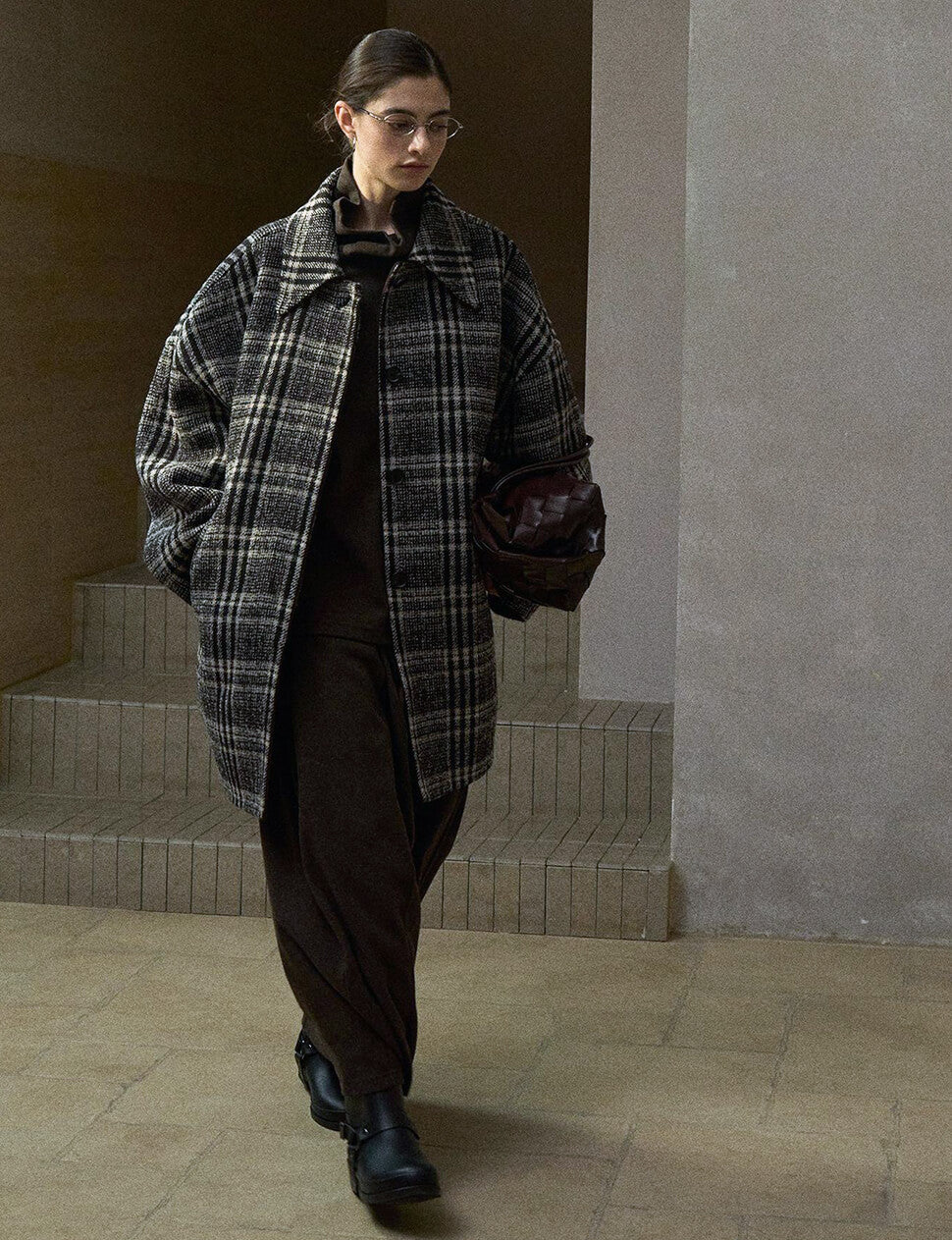 Oversized Plaid Wool Coat-PREORDER