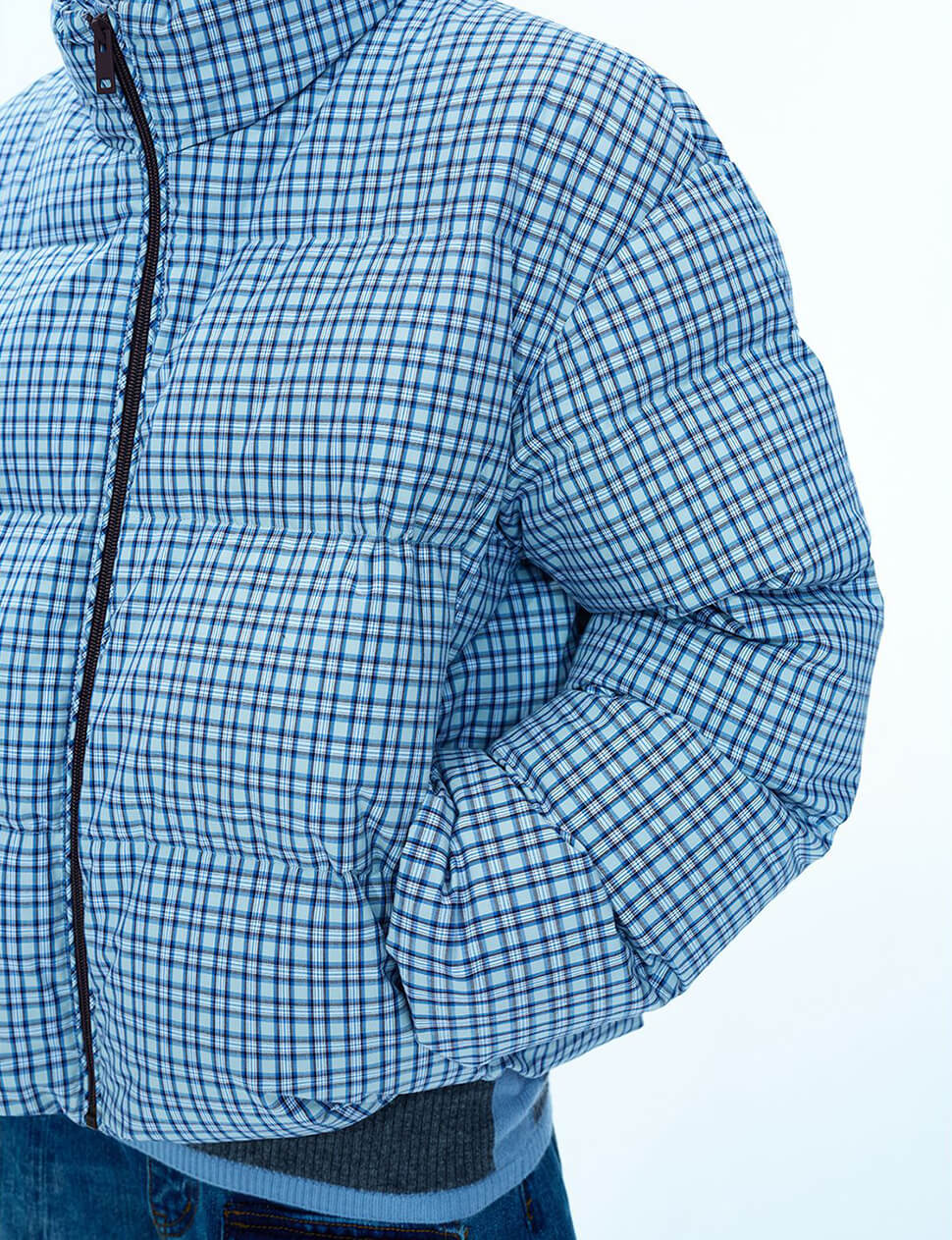Blue Plaid Puffy Jacket-PREORDER