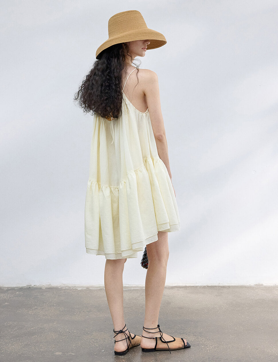 Pale Yellow Tier Mini-Dress