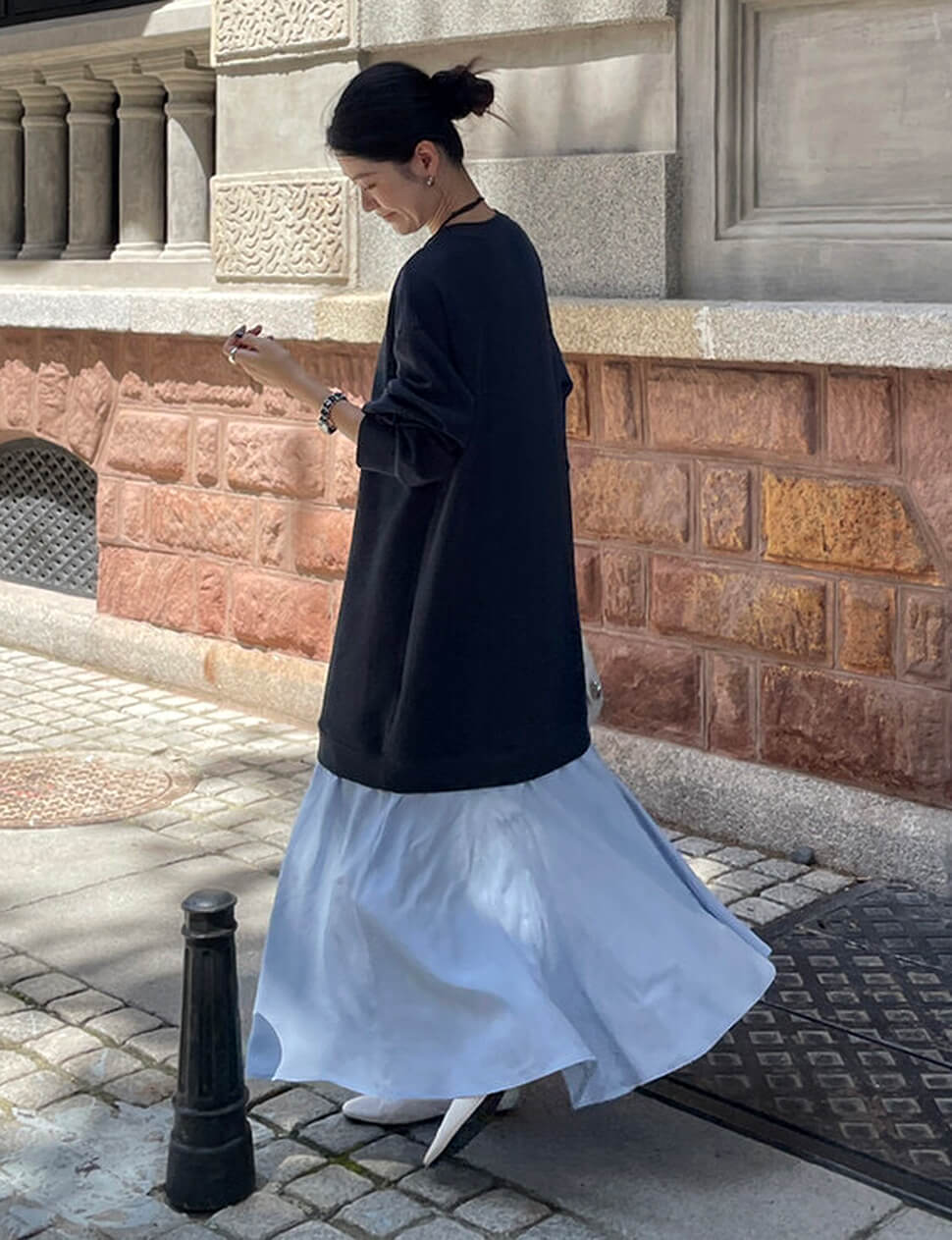Navy Contrast Sweatshirt Dress