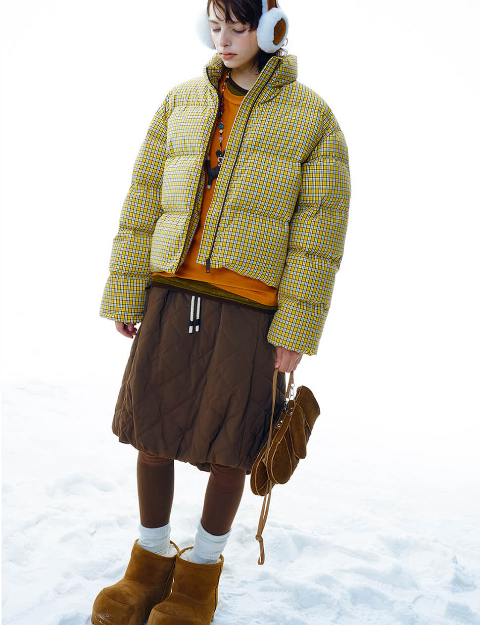 Mustard Plaid Puffy Jacket-PREORDER