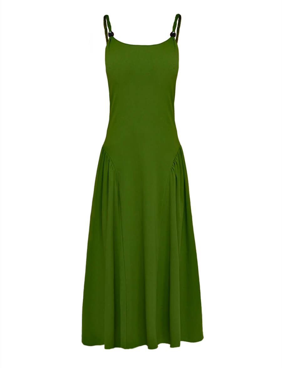 Olive Bead Strap Dress